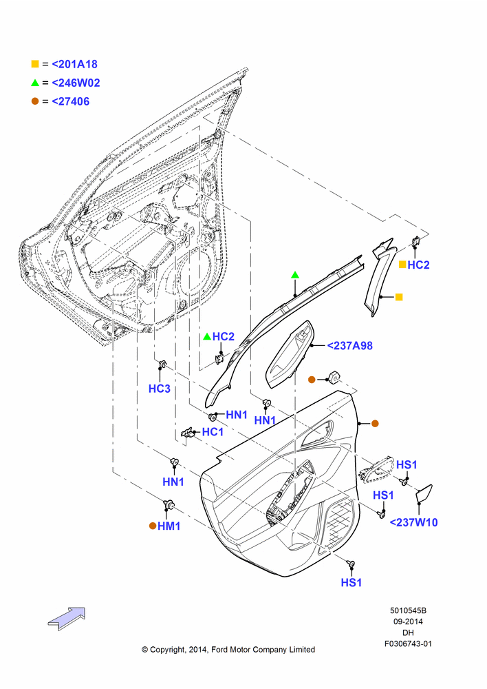 45B - Rear Door Trim Panels; 08/DEC/2014-04/MAY/2018