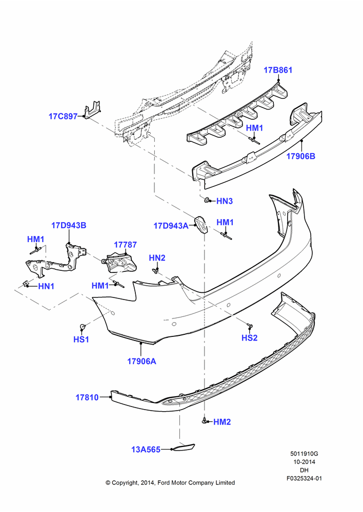 10G - Rear Bumper, 4 Door Sedan, Less Rear Bumper Skirt; 08/DEC/2014-04/MAY/2018