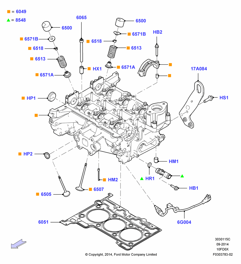 15C - Cylinder Head, 1.0L EcoBoost 120PS/125PS/140PS; 15/DEC/2014-04/MAY/2018