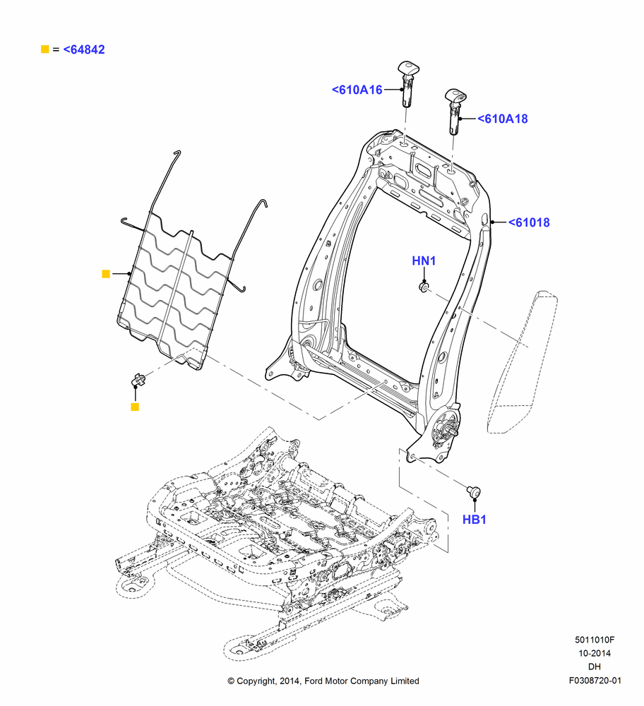 10F - Front Seat Back, With Low Back Front Seats, Driver Seat Recliner - Lever; 08/DEC/2014-04/MAY/2018