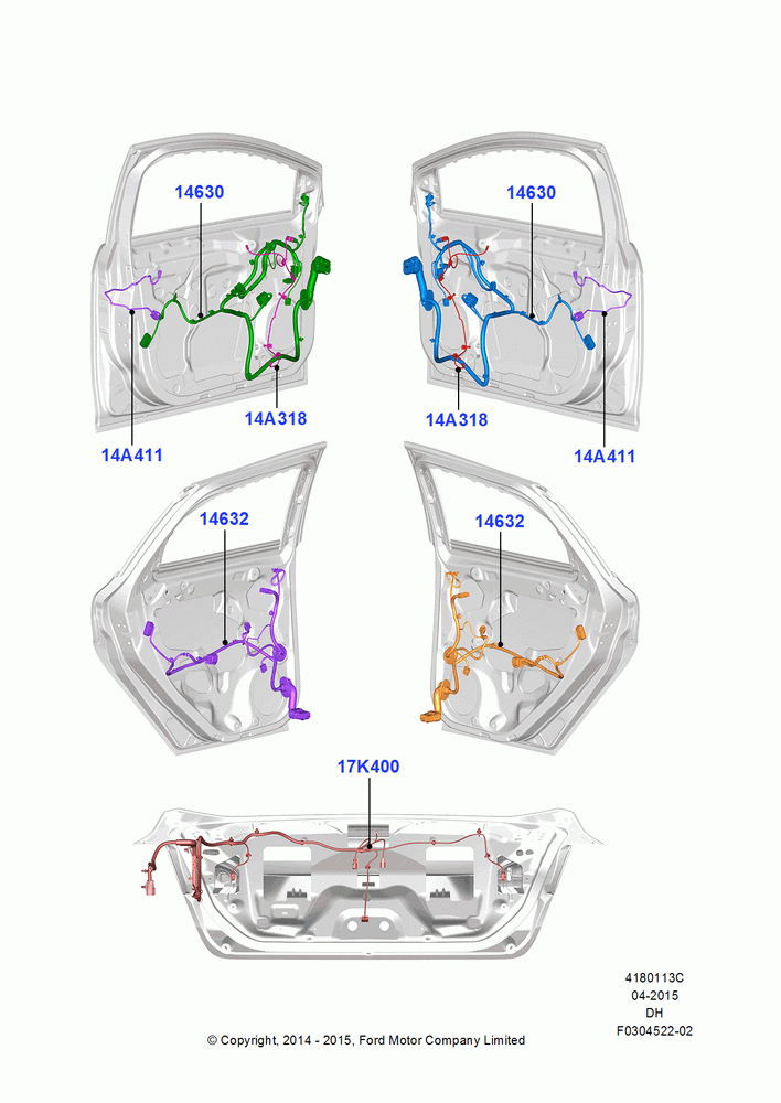 13C - Wiring - Body Closures, 4 Door Sedan; 08/DEC/2014-04/MAY/2018