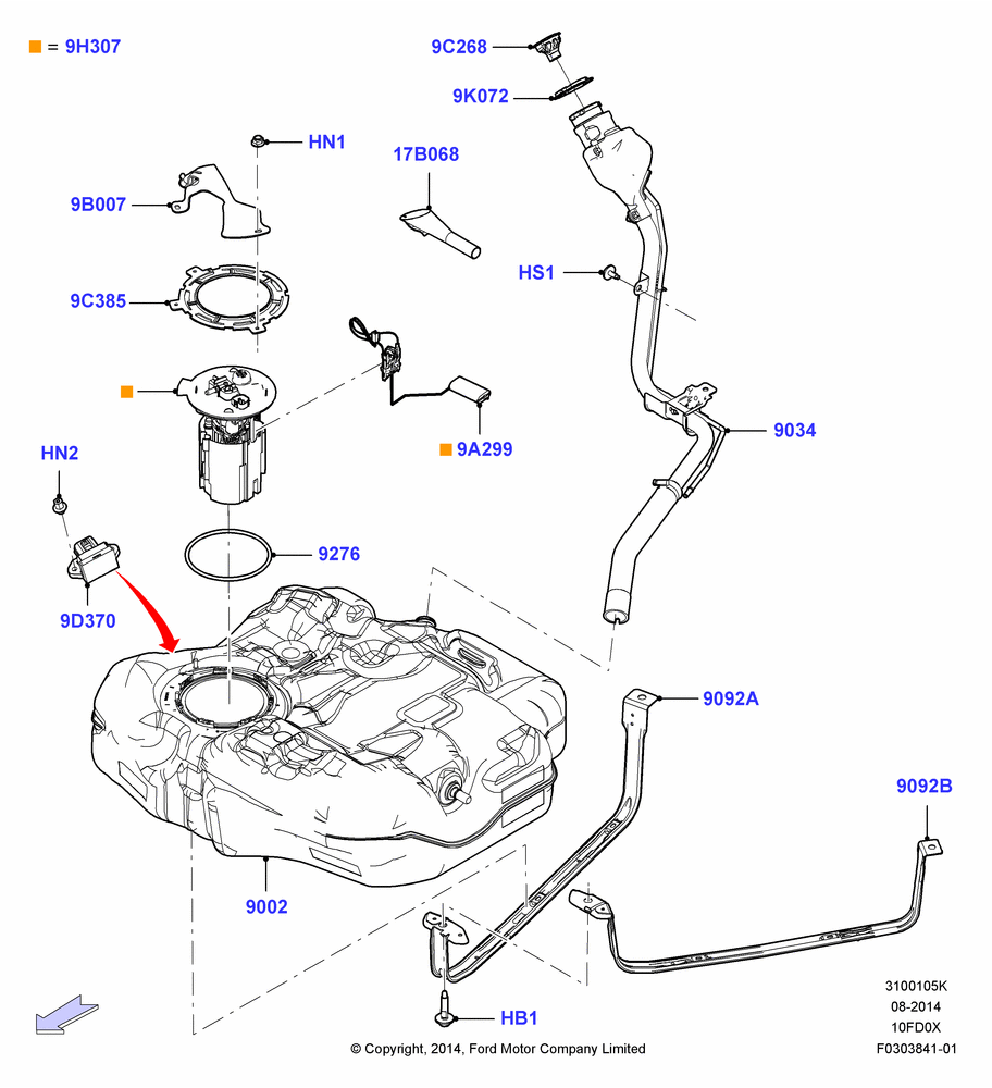05K - Fuel Tank, 1.0L EcoBoost 120PS/125PS/140PS; 15/DEC/2014-04/MAY/2018