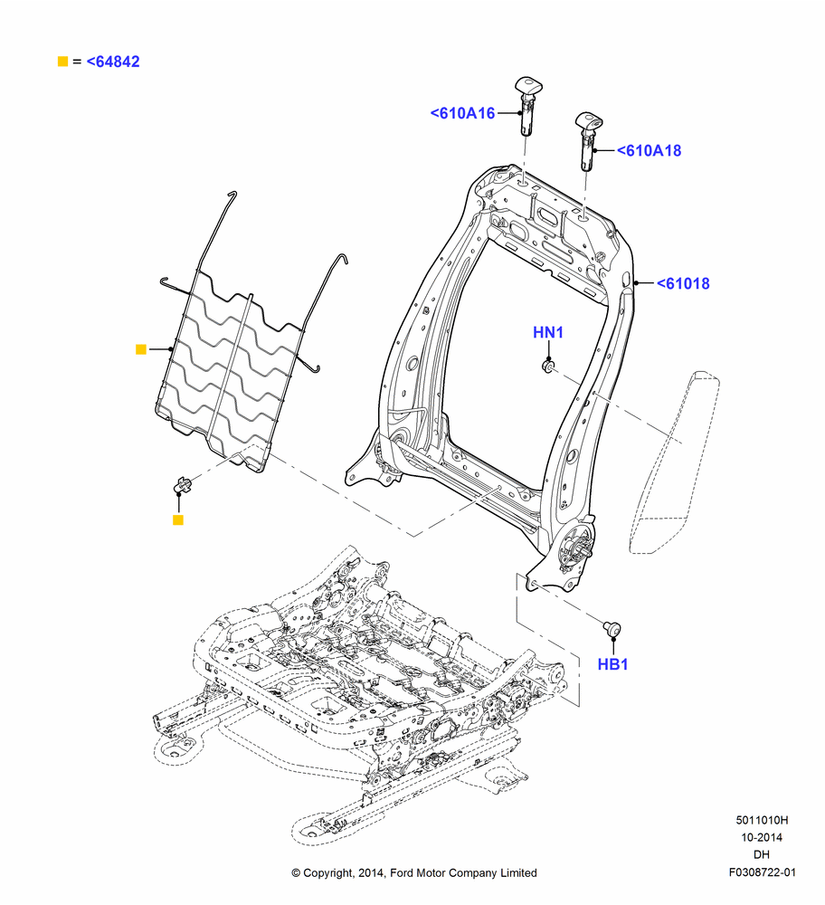 10H - Front Seat Back, With High Back Front Seats, Driver Seat Recliner - Lever; 08/DEC/2014-04/MAY/2018