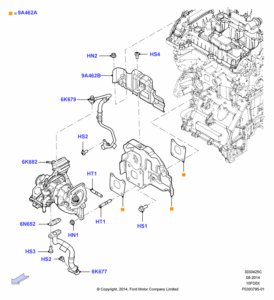 25C - Turbocharger, 1.0L EcoBoost 120PS/125PS/140PS; 15/DEC/2014-04/MAY/2018