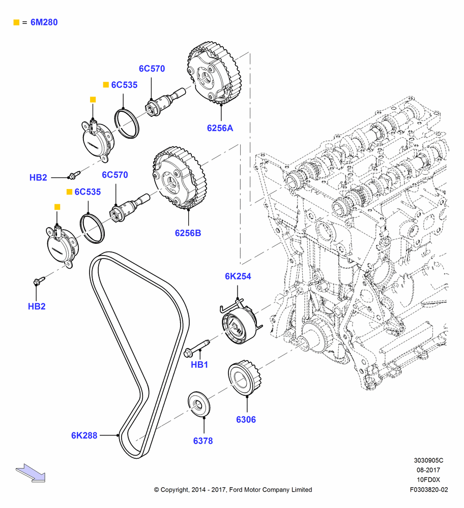 05C - Timing Gear, 1.0L EcoBoost 120PS/125PS/140PS; 15/DEC/2014-04/MAY/2018