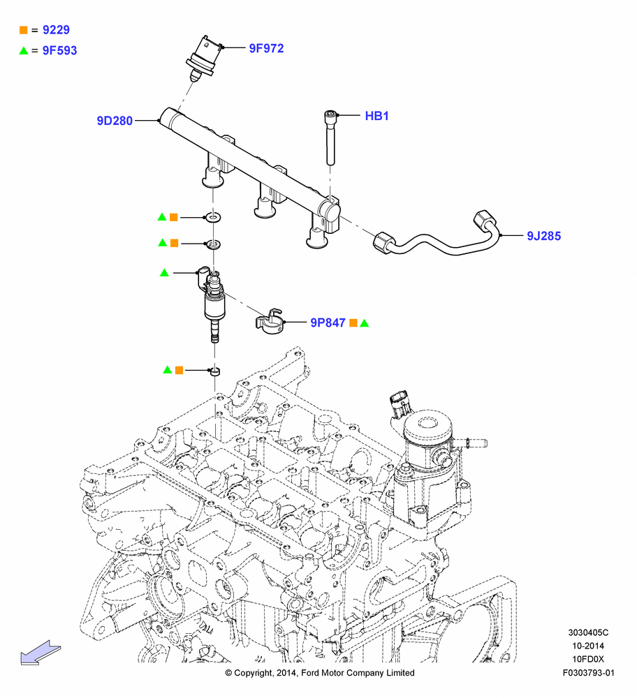 05C - Fuel Injectors and Pipes, 1.0L EcoBoost 120PS/125PS/140PS; 15/DEC/2014-04/MAY/2018