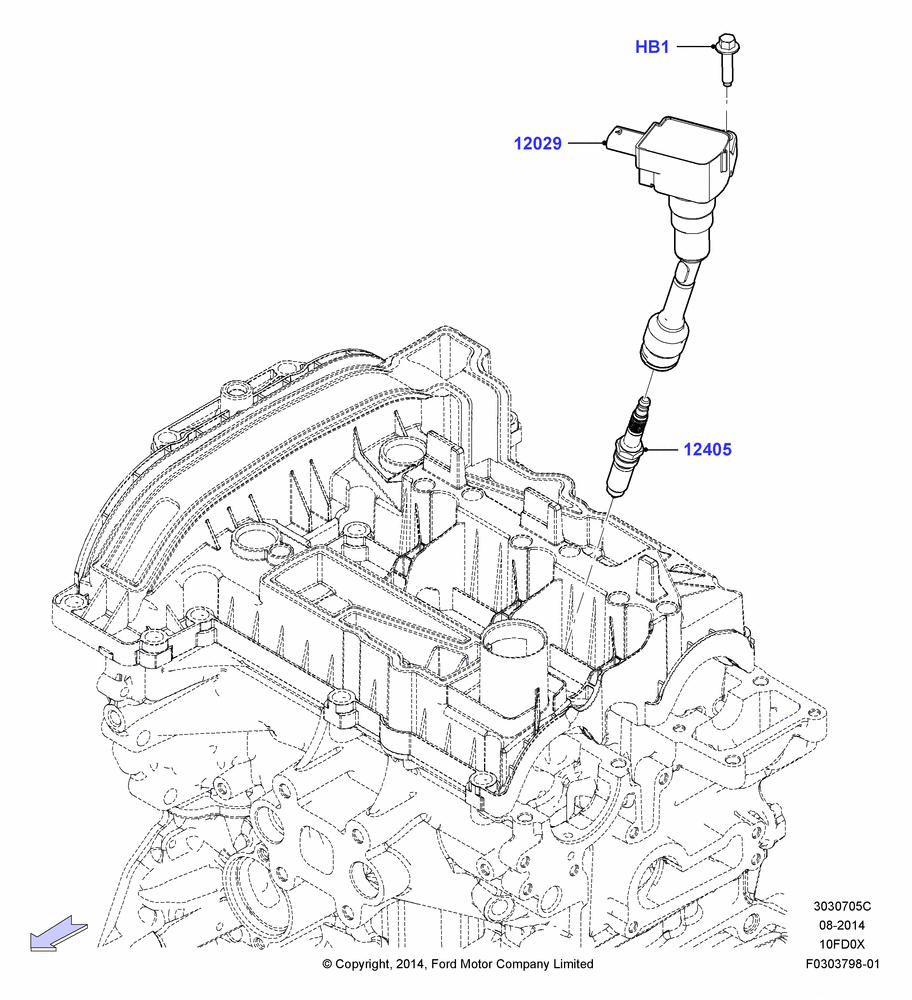 05C - Ignition Coil and Wires/Spark Plugs, 1.0L EcoBoost 120PS/125PS/140PS; 15/DEC/2014-04/MAY/2018