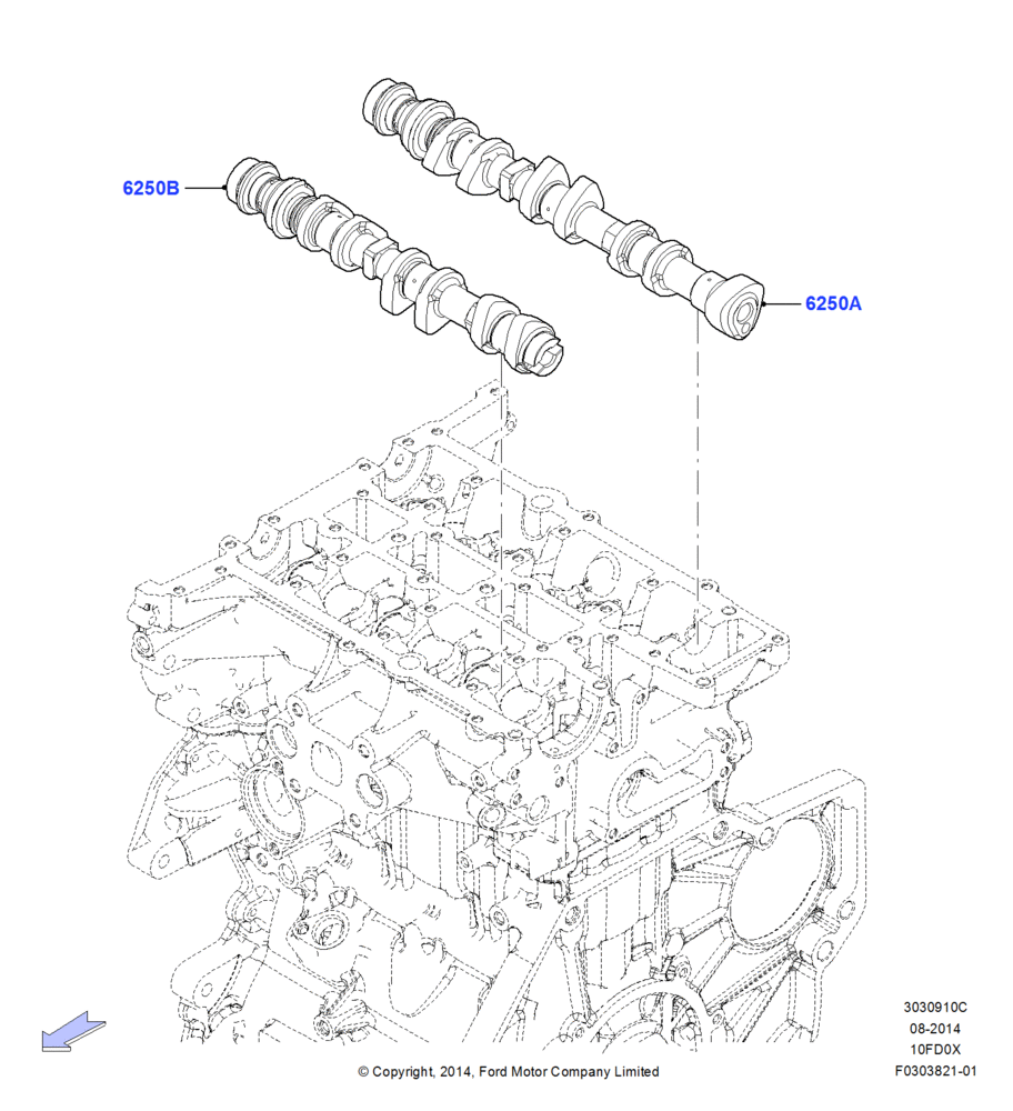 10C - Camshaft, 1.0L EcoBoost 120PS/125PS/140PS; 15/DEC/2014-04/MAY/2018
