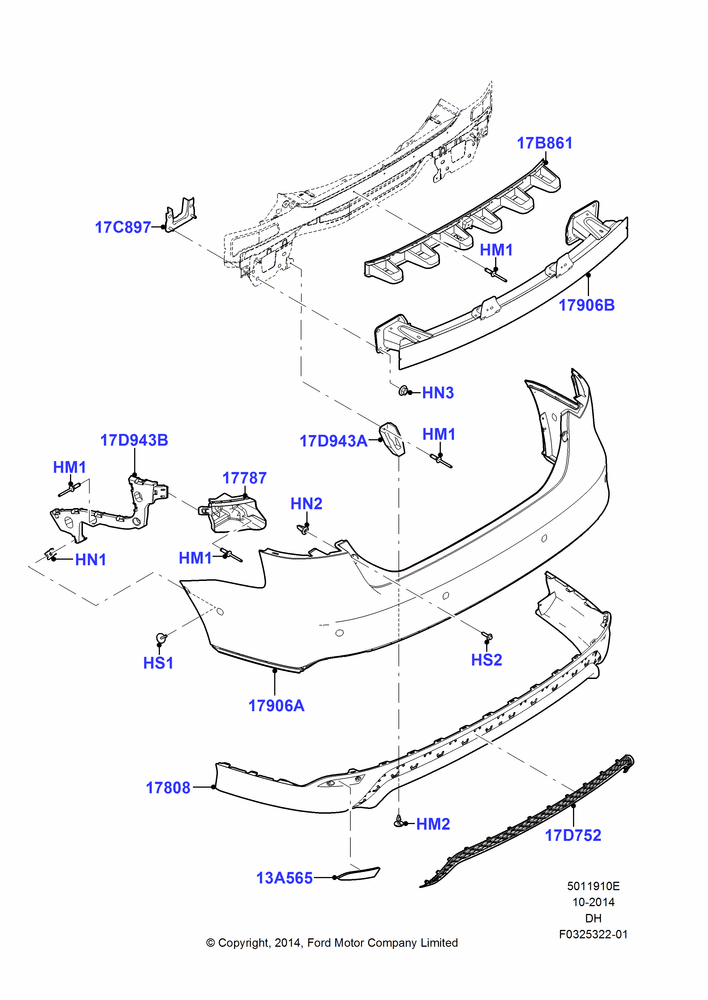 10E - Rear Bumper, 4 Door Sedan, With Rear Bumper Skirt; 08/DEC/2014-04/MAY/2018
