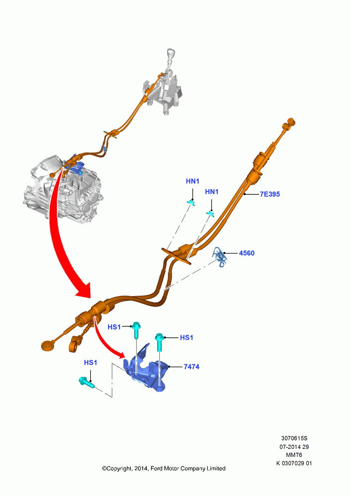 15S - Gear Change Cables - Manual Transm, 6-Speed Manual Transaxle - MMT6; 01/DEC/2014