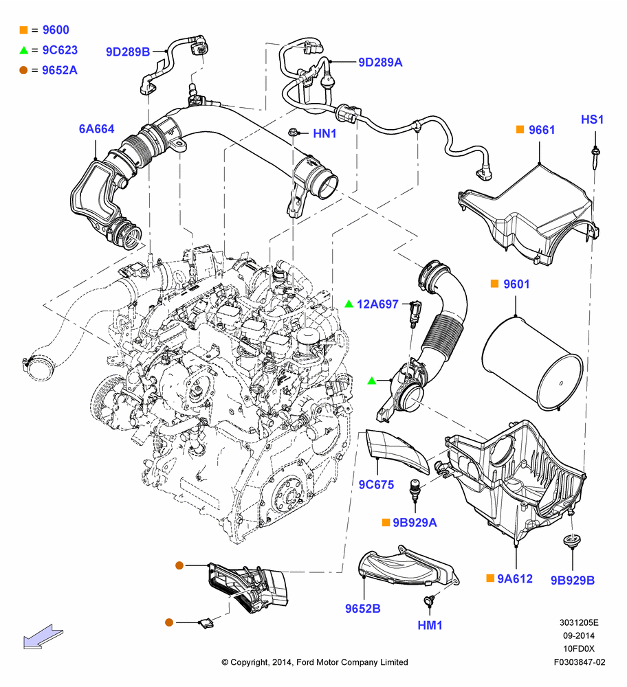 05E - Air Cleaner, 1.0L EcoBoost 120PS/125PS/140PS; 15/DEC/2014-04/MAY/2018