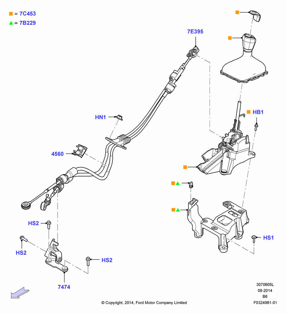 05L - Gear Change Lever - Manual Trans, 6 Speed Manual Trans - B6; 15/DEC/2014-04/MAY/2018