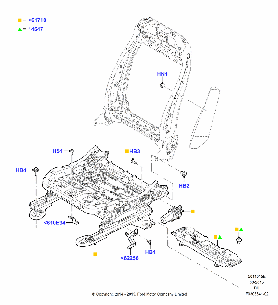 15E - Front Seat Base, With Driver 4 Way Pwr.Seat Adjuster, Driver Seat; 08/DEC/2014-04/MAY/2018