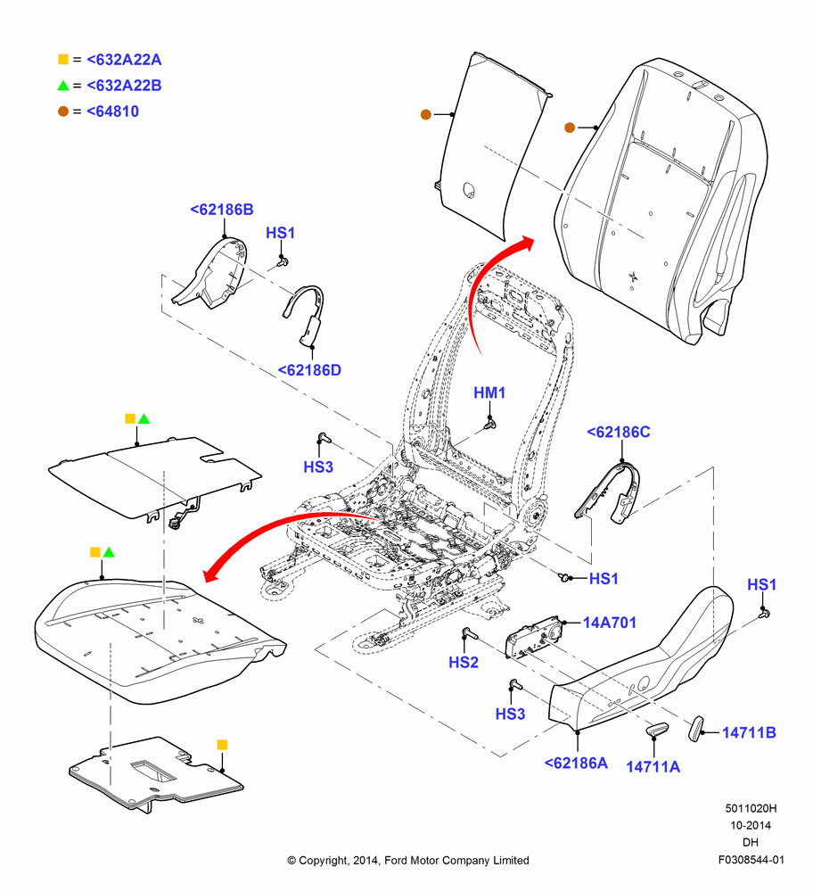 20H - Front Seat Pads/Valances & Heating, With Drivers Heated Seat, With Heated Passenger Seat, With Low Back Front Seats; 08/DEC/2014-04/MAY/2018
