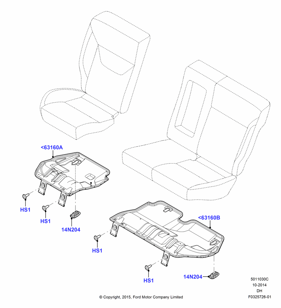 30C - Rear Seat Base, SE, ST Version, Series 66, With Two Piece Rear Seat Cushion, S Series; 08/DEC/2014-04/MAY/2018