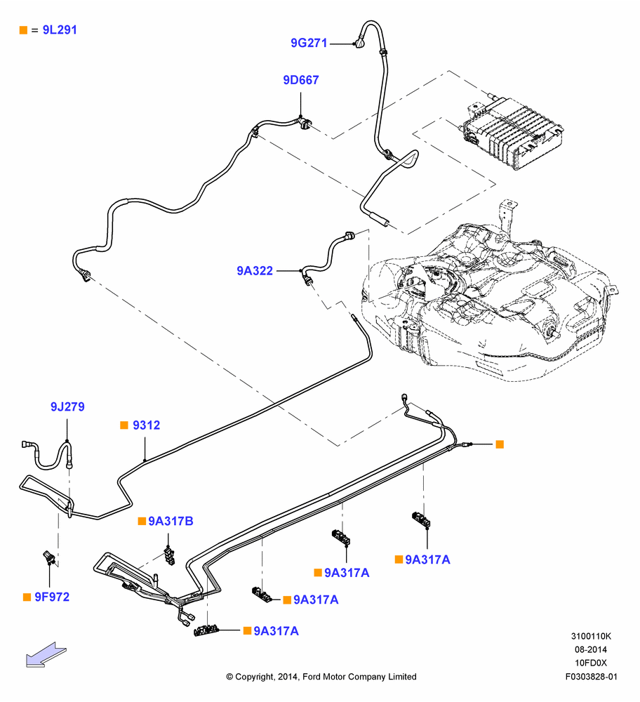 10K - Fuel Lines, 1.0L EcoBoost 120PS/125PS/140PS; 15/DEC/2014-04/MAY/2018