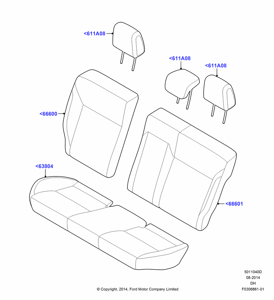 40D - Rear Seat Covers, With Fixed Rear Seat Cushion; 08/DEC/2014-04/MAY/2018