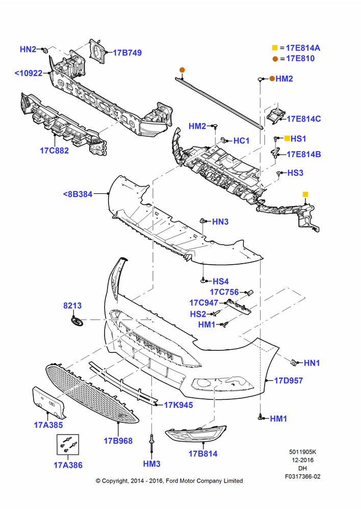 05K - Radiator Grille and Front Bumper, ST Version; 08/DEC/2014-04/MAY/2018