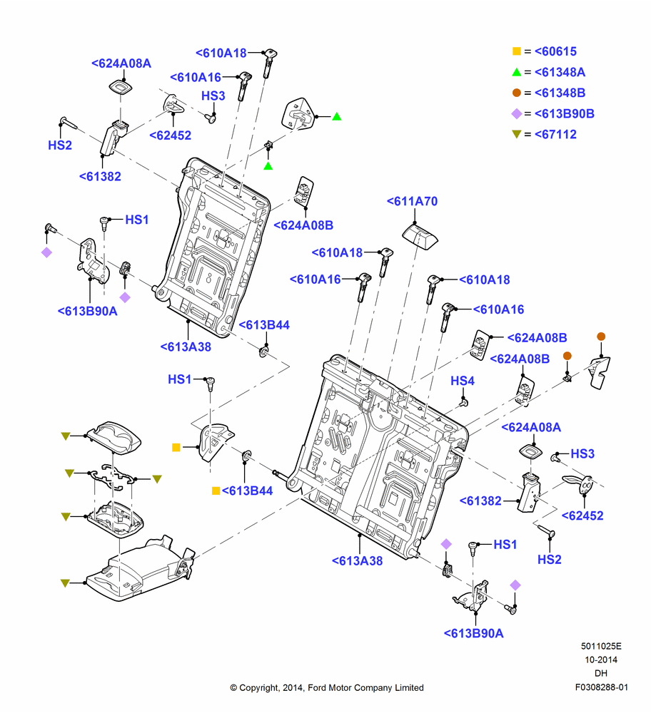 25E - Rear Seat Back, Rear Center Armrest With Stowage, With 60:40 Split - Folding Rr Seat; 08/DEC/2014-04/MAY/2018