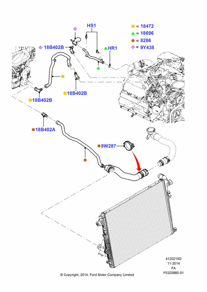 15D - Heater Hoses, 6.7L 4V V8 T/C Diesel; 17/MAR/2014-05/JUL/2016