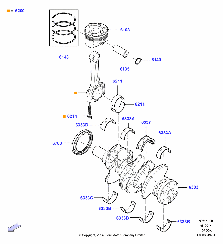 05B - Crankshaft/Pistons and Bearings, 1.0L EcoBoost 120PS/125PS/140PS; 15/DEC/2014-04/MAY/2018