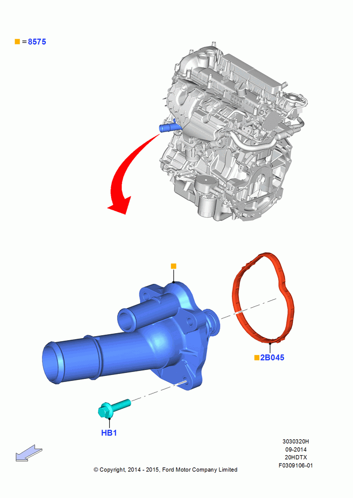 20H - Thermostat/Housing & Related Parts, 2.0L EcoBoost (240PS); 19/JAN/2015-04/SEP/2018