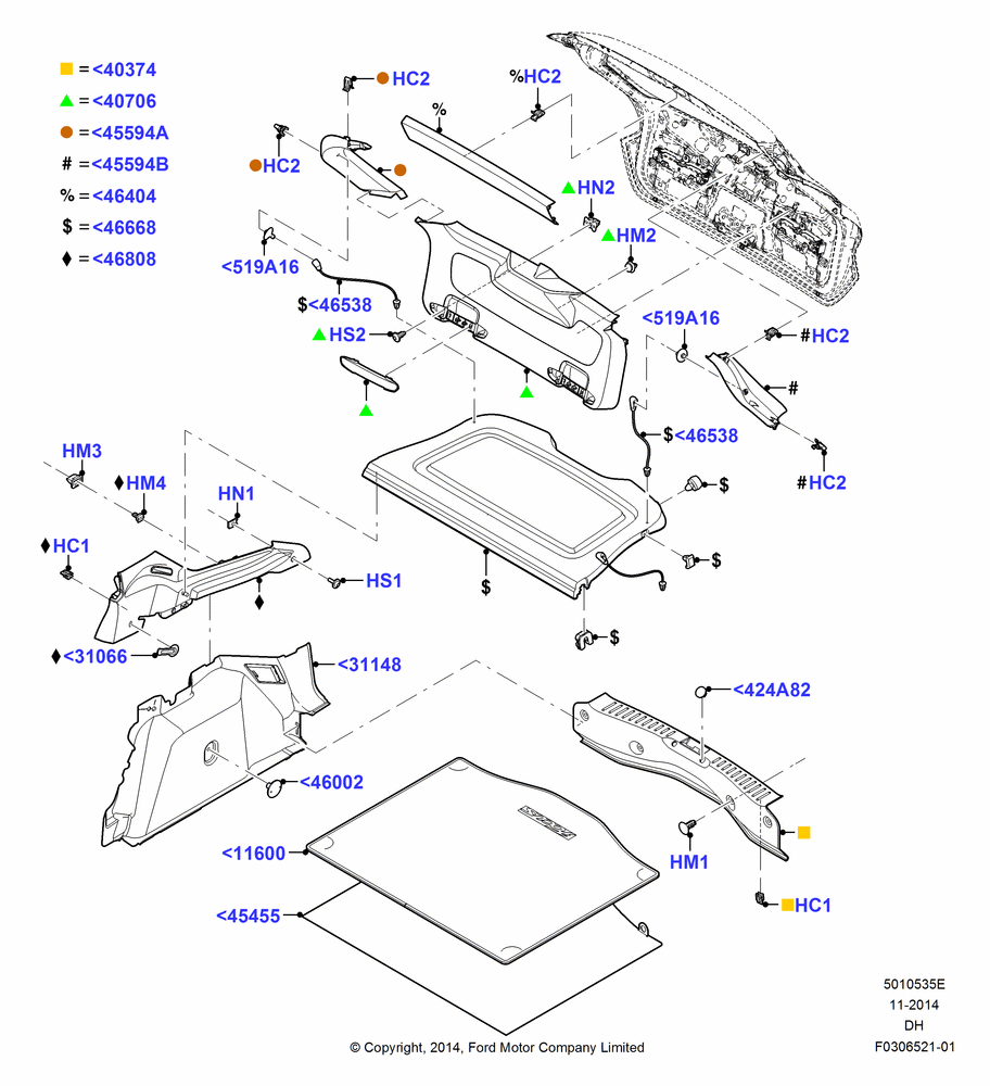 35E - Load Compartment Trim, 5 Door Sedan, SE, ST Version, Series 66, Sel Version; 08/DEC/2014-04/MAY/2018