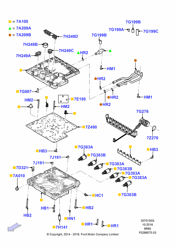 50Q - Valve Body - Main Control & Servo's, 6 Speed Auto Transmission (6R140); 01/JUN/2015