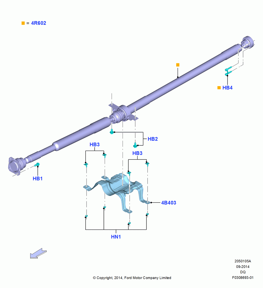 05A - Drive Shaft - Rear Axle Drive, 3.5L Cyclone V6 Petrol TIVCT, LHD 4WD (FTD); 19/JAN/2015-06/SEP/2018