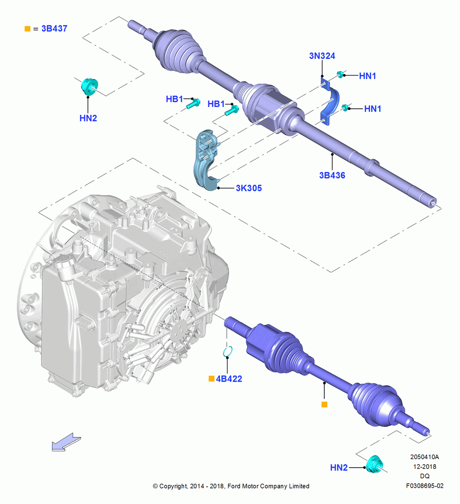 10A - Drive Shaft - Front Axle Drive, 3.5L Cyclone V6 Petrol TIVCT; 19/JAN/2015-06/SEP/2018
