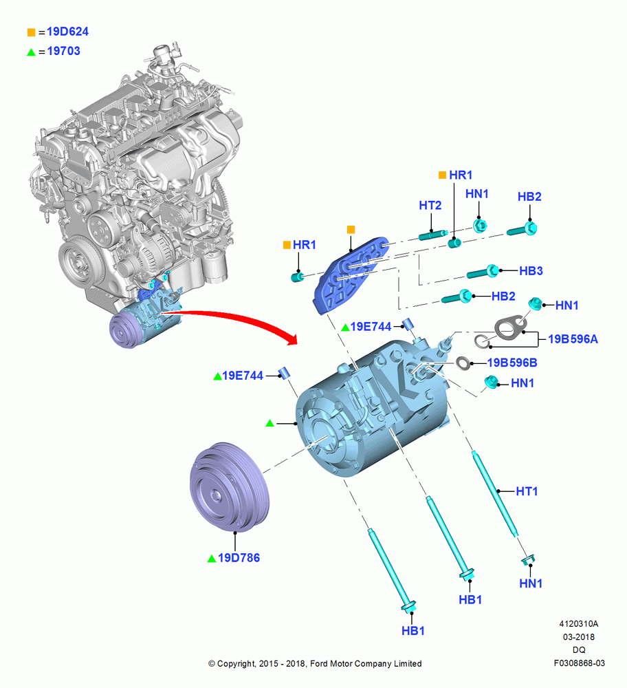 10A - Air Conditioning Condensr/Compressr, 2.0L EcoBoost (240PS), Compressor Assy; 19/JAN/2015-06/SEP/2018