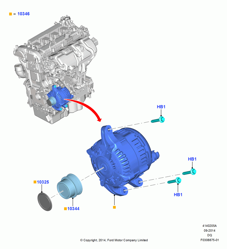05A - Alternator and Mountings, 2.0L EcoBoost (240PS); 19/JAN/2015