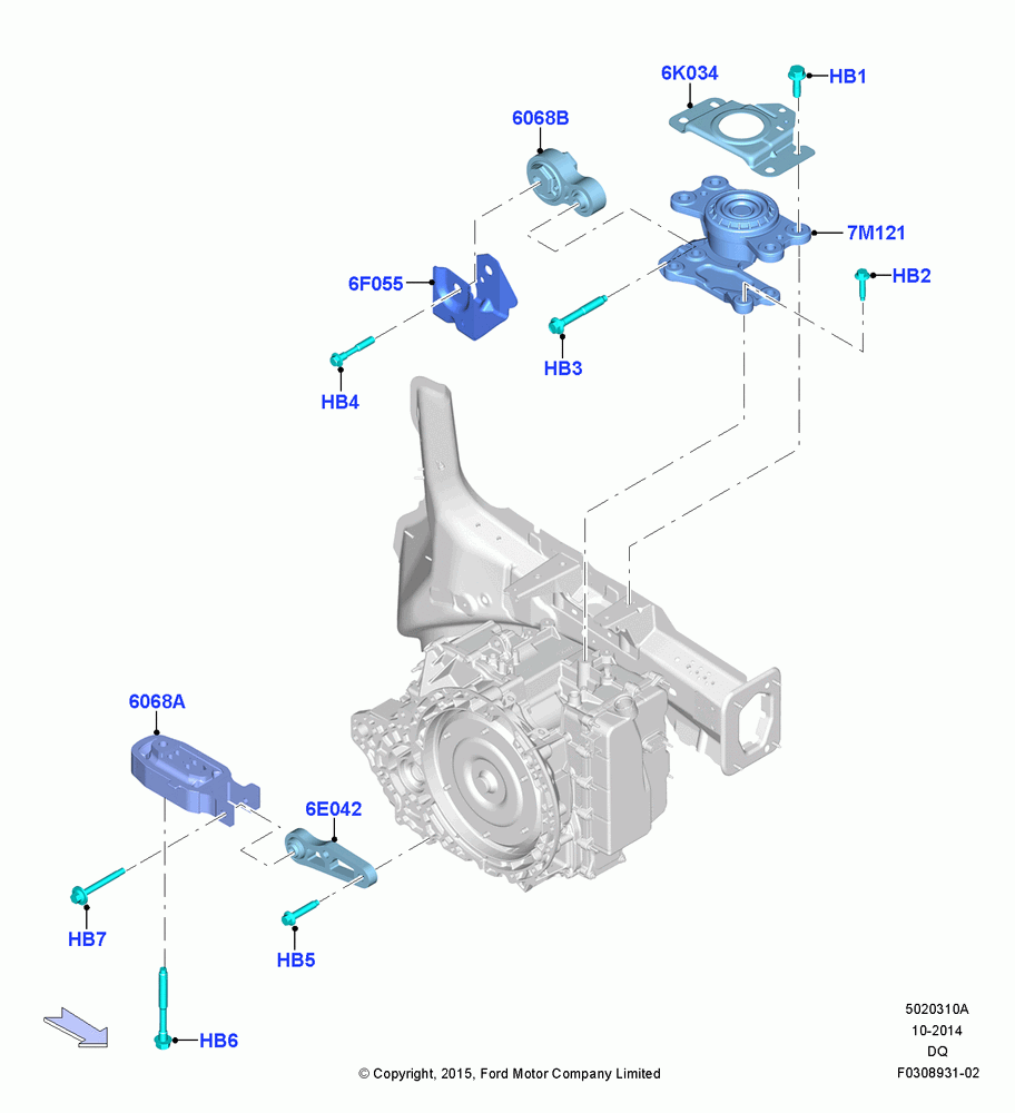 10A - Transmission Mounting, 3.5L Cyclone V6 Petrol TIVCT; 19/JAN/2015-06/SEP/2018