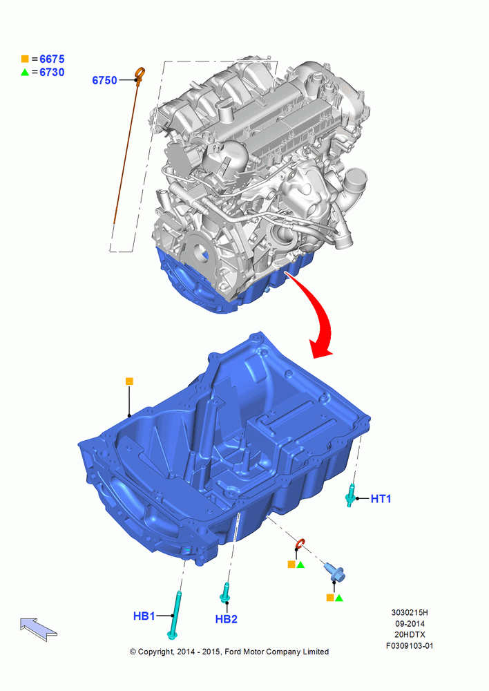 15H - Oil Pan/Oil Level Indicator, 2.0L EcoBoost (240PS); 19/JAN/2015-06/SEP/2018