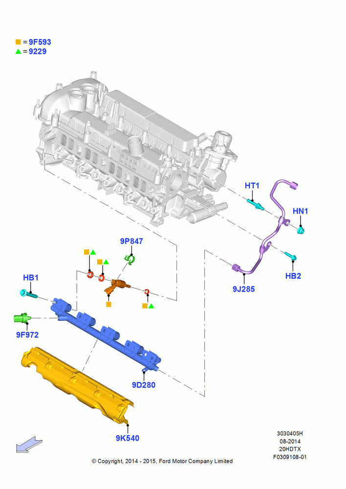 05H - Fuel Injectors and Pipes, 2.0L EcoBoost (240PS); 19/JAN/2015-06/SEP/2018