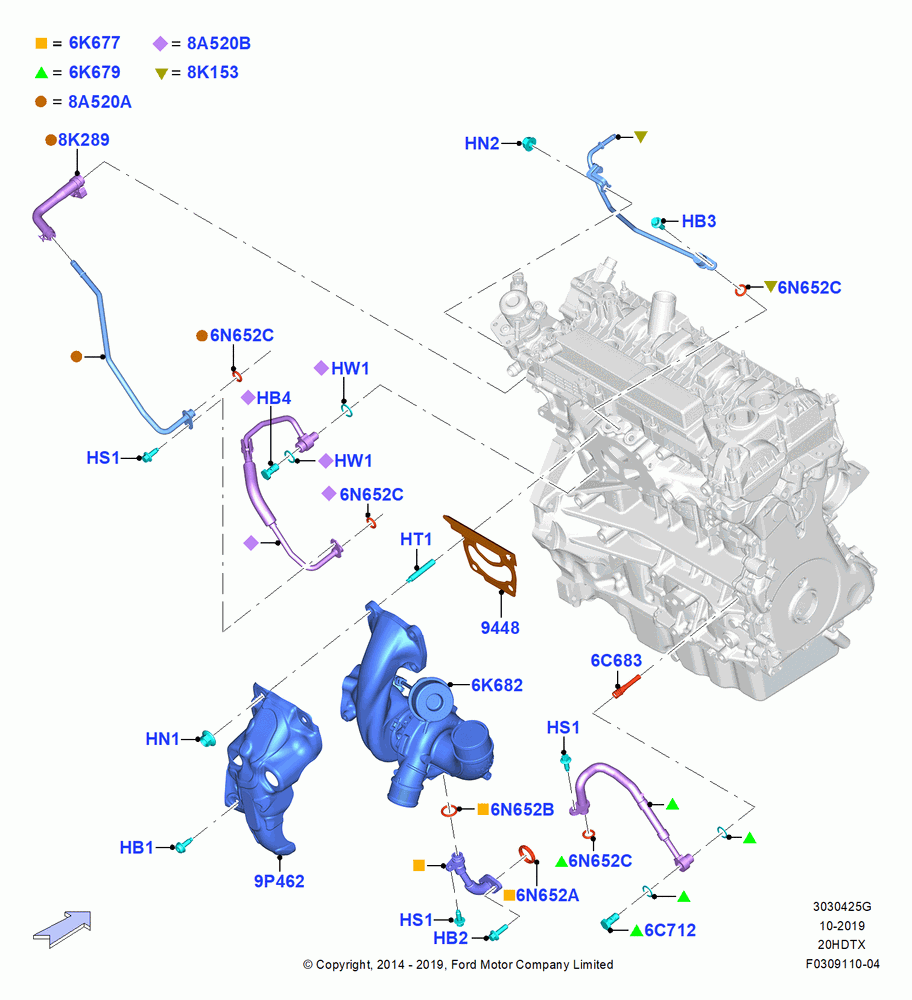 25G - Turbocharger, 2.0L EcoBoost (240PS); 19/JAN/2015-06/SEP/2018