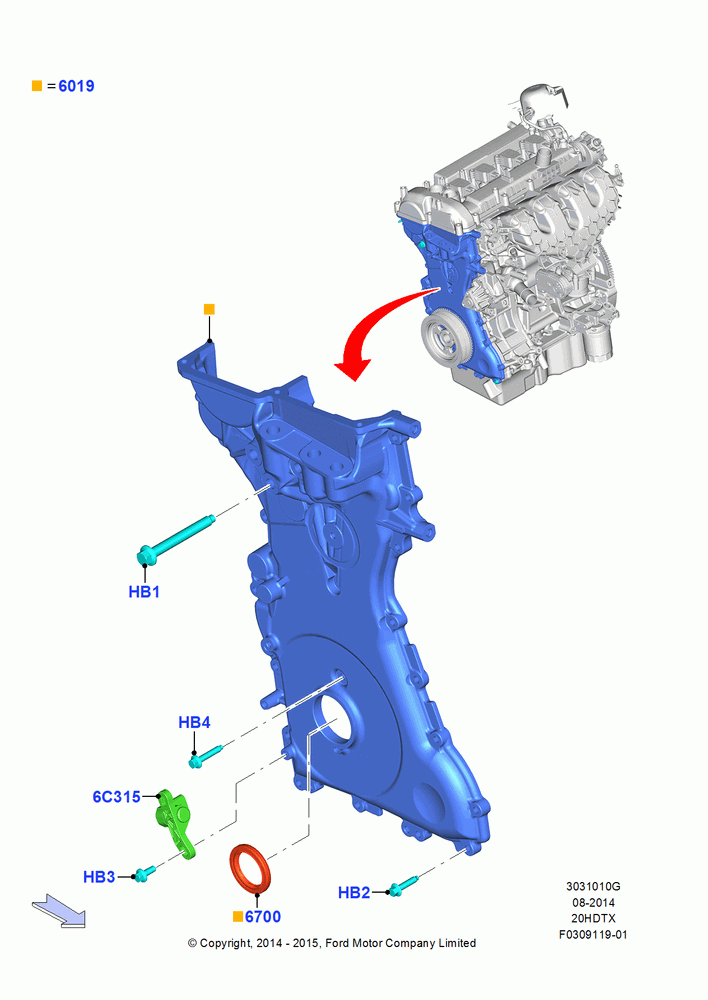 10G - Timing Gear Covers, 2.0L EcoBoost (240PS); 19/JAN/2015-06/SEP/2018