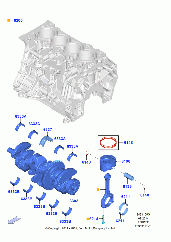 05G - Crankshaft/Pistons and Bearings, 2.0L EcoBoost (240PS); 19/JAN/2015-06/SEP/2018