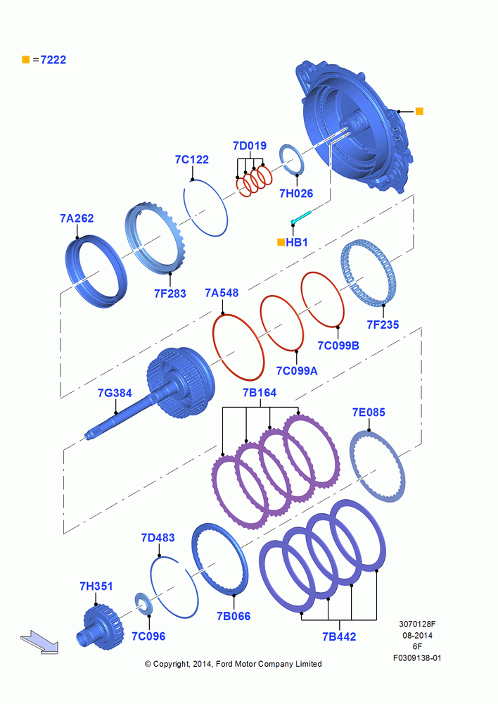 28F - Direct Clutch and Components, 6 Speed Auto Transmission 6F50, 6 Speed Auto Transmission 6F55; 19/JAN/2015