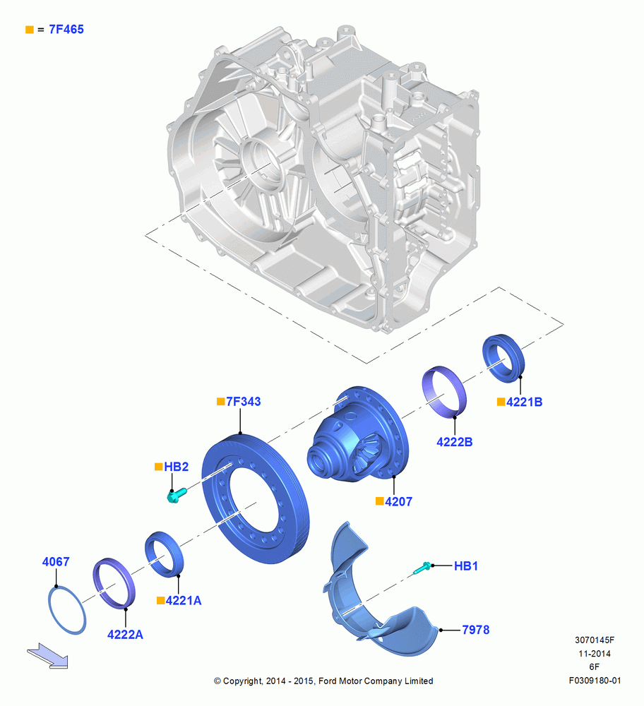 45F - Automatic Transaxle Diff.Component, 6 Speed Auto Transmission 6F50, 6 Speed Auto Transmission 6F55; 19/JAN/2015