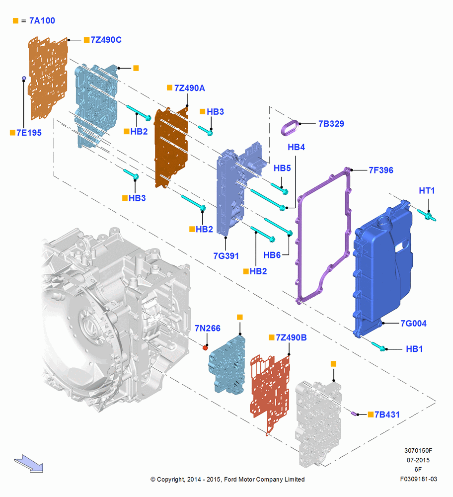 50F - Valve Body And Main Control, 6 Speed Auto Transmission 6F50, 6 Speed Auto Transmission 6F55; 19/JAN/2015