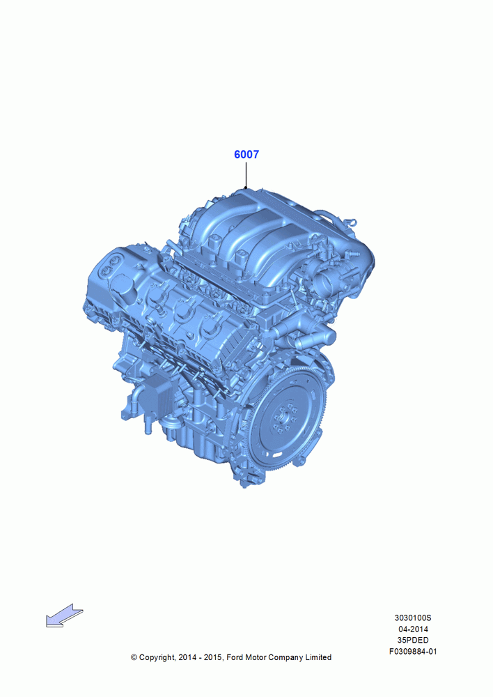00S - Engine Assy Fully Dressed, 3.5L Cyclone V6 Petrol TIVCT; 19/JAN/2015
