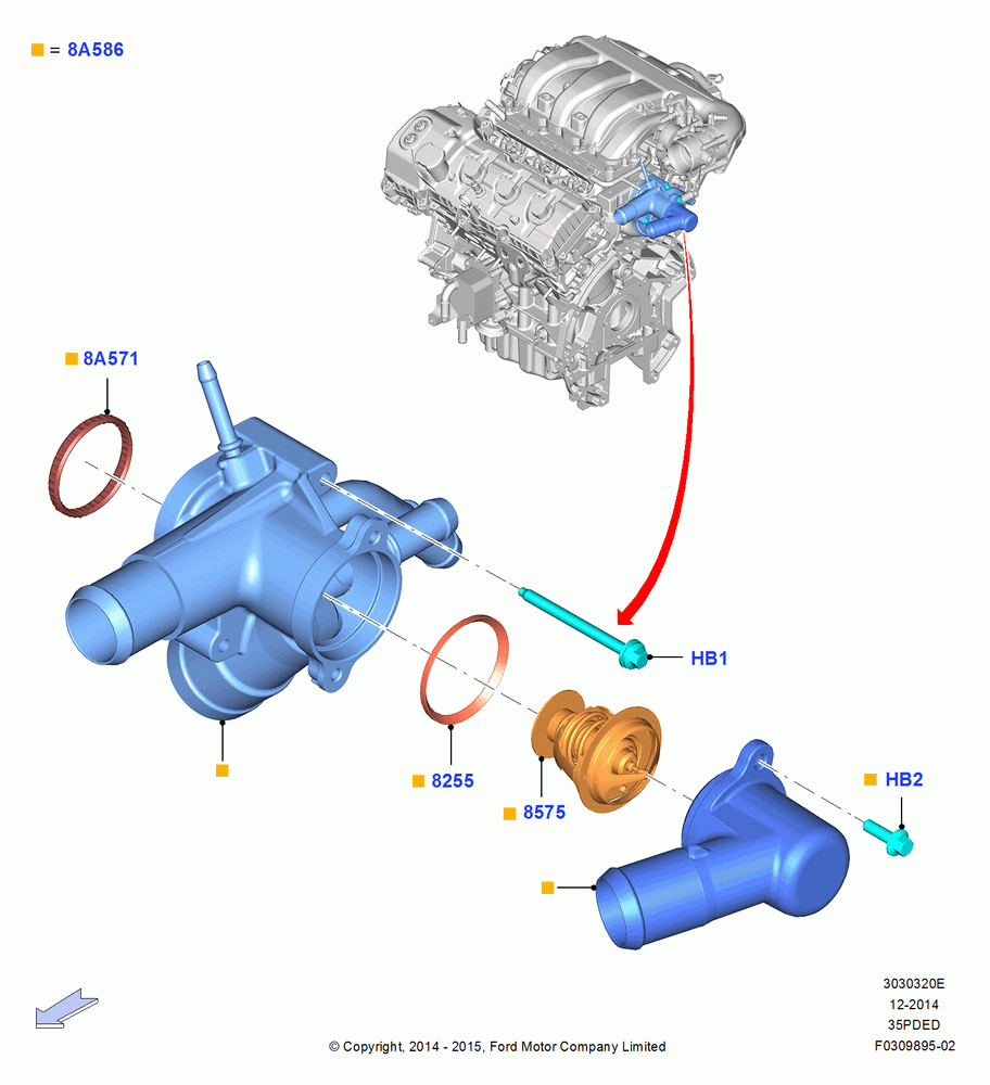 20E - Thermostat/Housing & Related Parts, 3.5L Cyclone V6 Petrol TIVCT; 19/JAN/2015