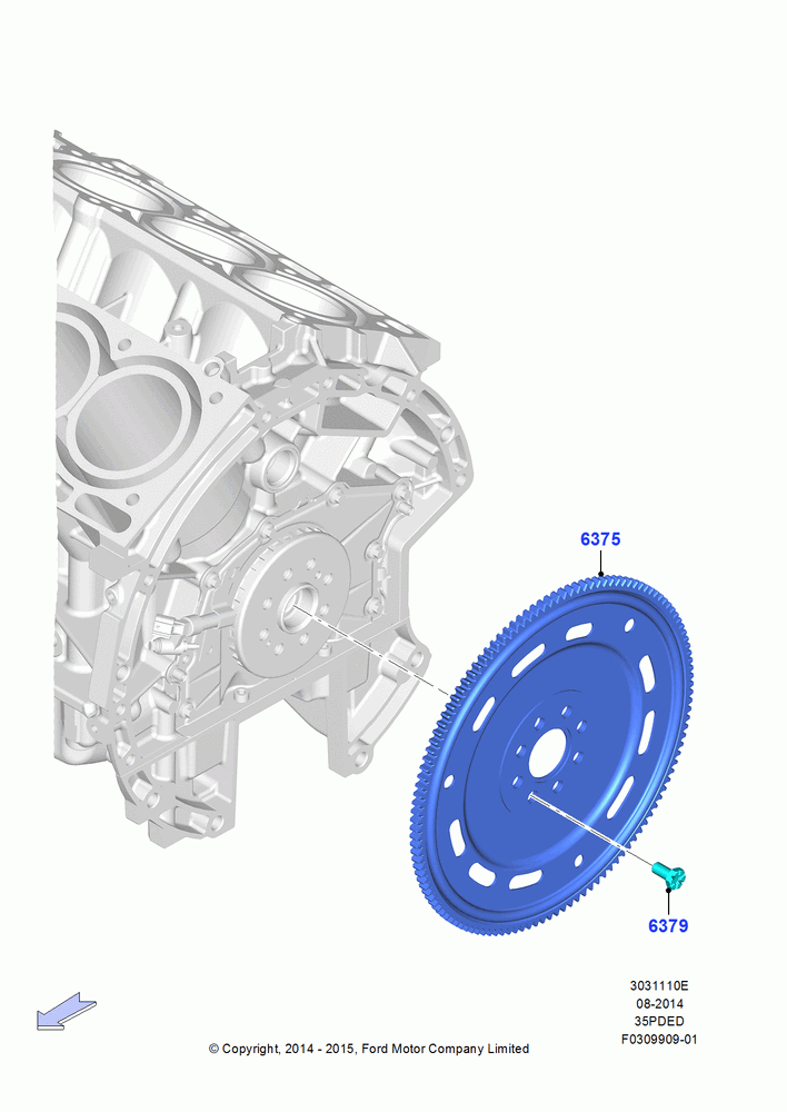 10E - Flywheel, 3.5L Cyclone V6 Petrol TIVCT; 19/JAN/2015