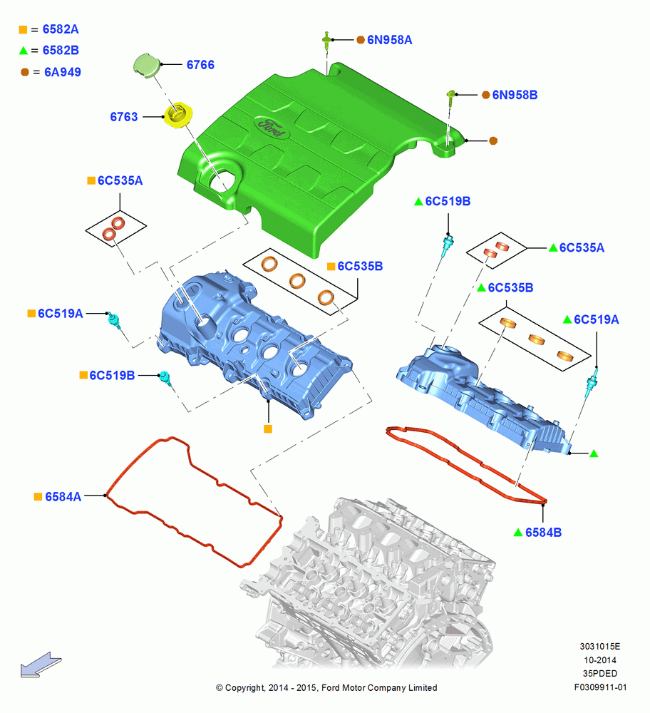 15E - Cylinder Head Cover, 3.5L Cyclone V6 Petrol TIVCT; 19/JAN/2015