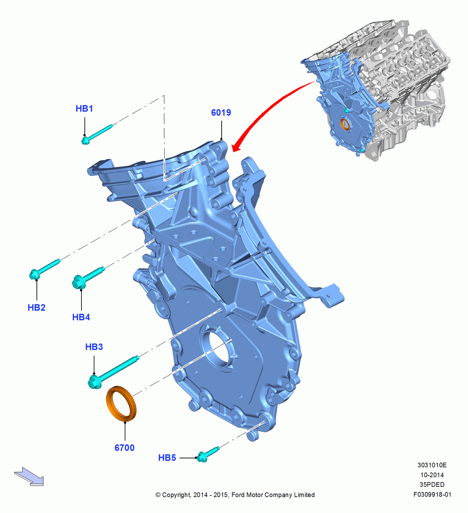 10E - Timing Gear Covers, 3.5L Cyclone V6 Petrol TIVCT; 19/JAN/2015