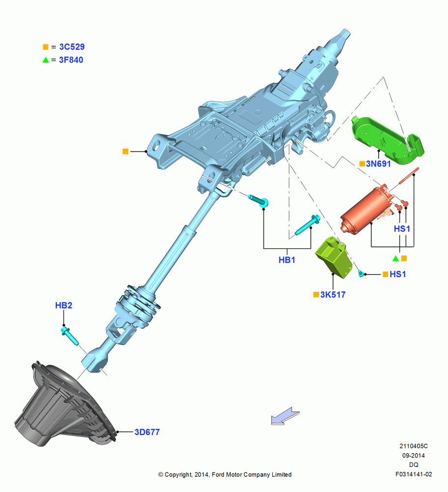 05C - Steering Column, Less Steering Column Lock, With Power Tilt Tele Memory Column; 19/JAN/2015