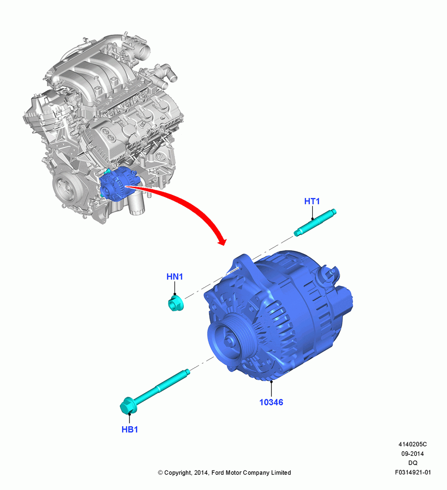05C - Alternator and Mountings, 3.5L Cyclone V6 Petrol TIVCT; 19/JAN/2015
