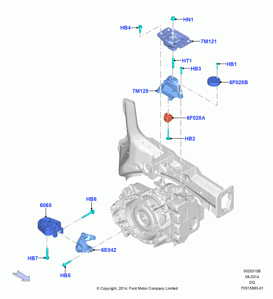 10B - Transmission Mounting, 2.0L EcoBoost (240PS); 19/JAN/2015
