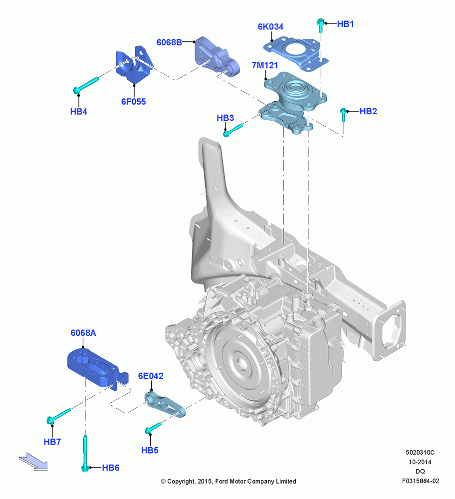 10C - Transmission Mounting, 2.7L DOHC 4V DI GT V6 GAS/FFV; 19/JAN/2015